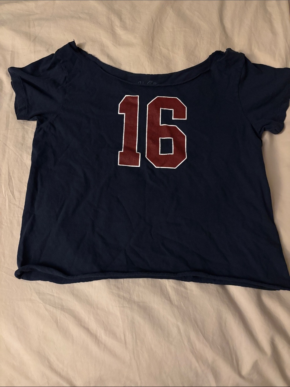Brandy Melville Navy Short Sleeve Tee with Maroon "16"